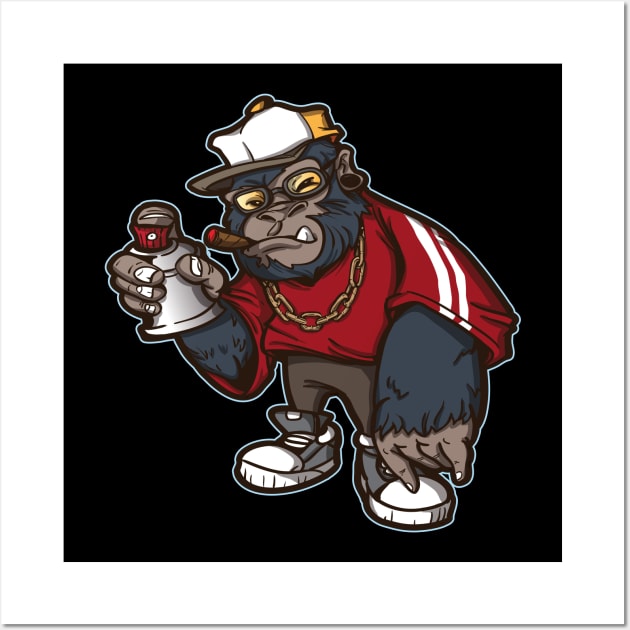 Hip Hop Gorilla Graffiti Character Wall Art by PhatStylez